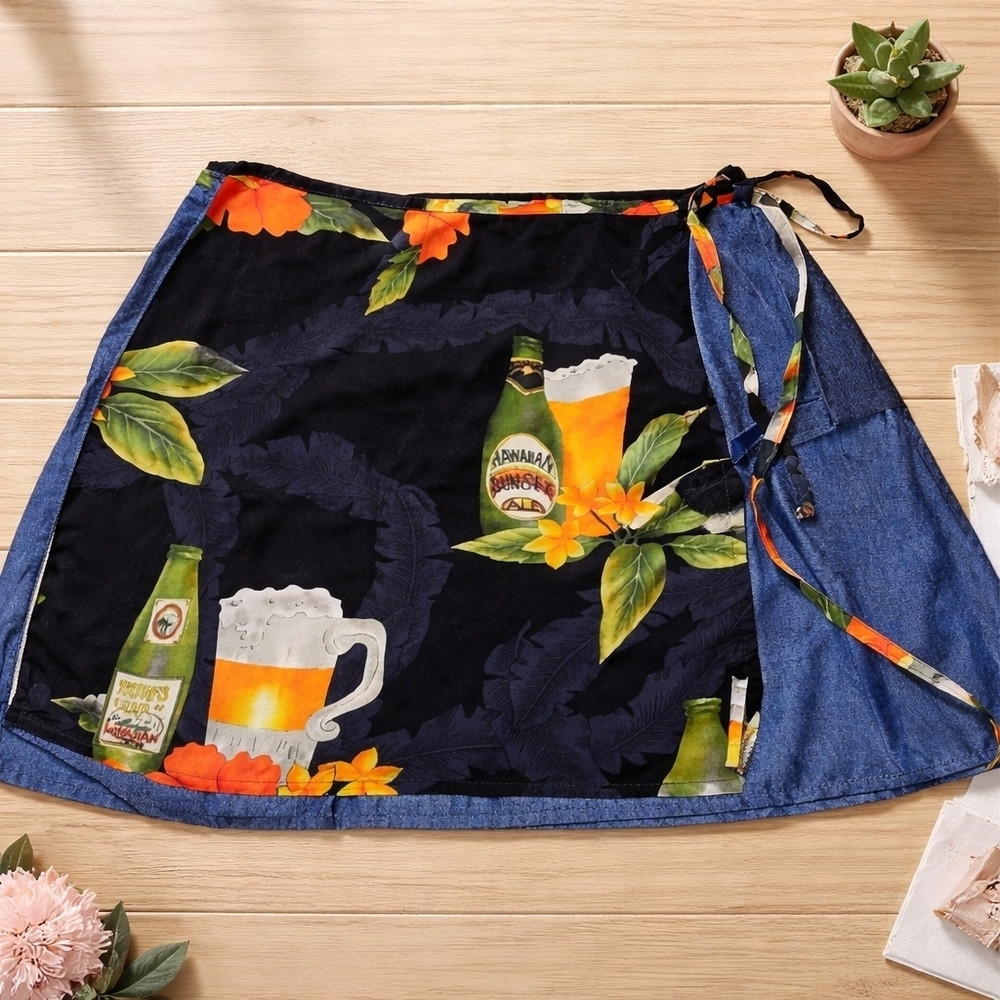 Sebu Unique Cotton Wrap Skirt Beach Ale Chambray Small